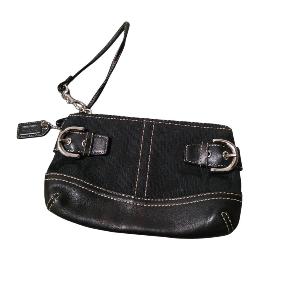 Vintage Coach Soho Legacy Double Buckle Black Signature C Wristlet Wallet